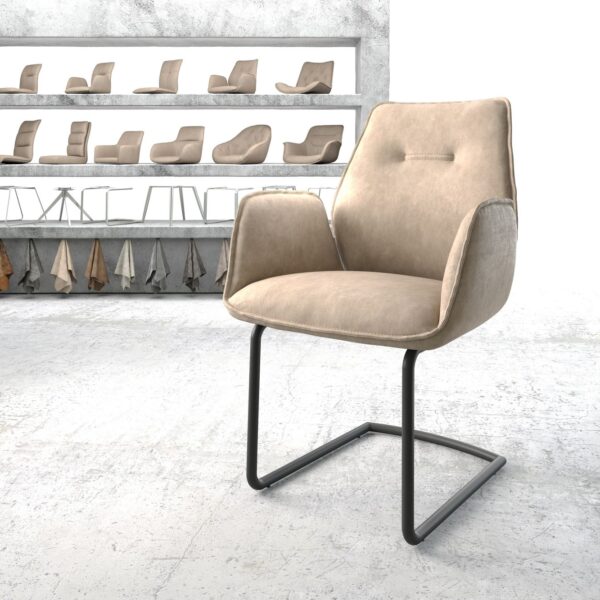 Křeslo Zoa-Flex Béžová Vintage Cantilever Round Černá