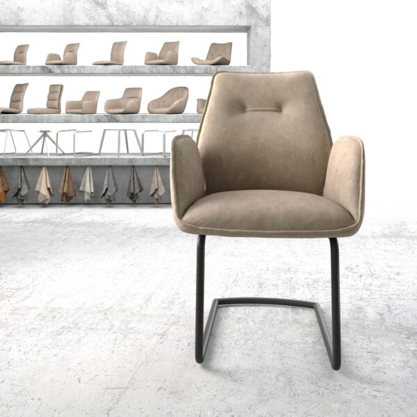 Křeslo Zoa-Flex Béžová Vintage Cantilever Round Černá
