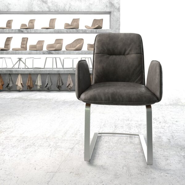 Křeslo Vinja-Flex Anthracite Vintage Cantilever Flat Nerezová Ocel