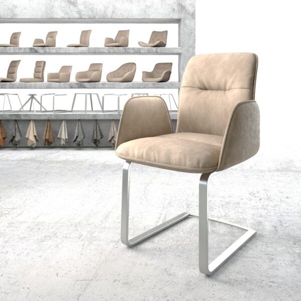 Křeslo Vinja-Flex Béžová Vintage Cantilever Flat z nerezové oceli