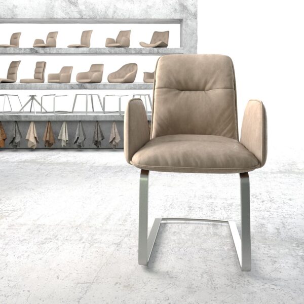 Křeslo Vinja-Flex Béžová Vintage Cantilever Flat z nerezové oceli