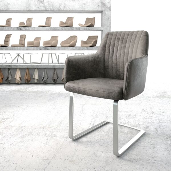 Křeslo Greg-Flex Šedá Vintage Cantilever Flat Nerezová Ocel