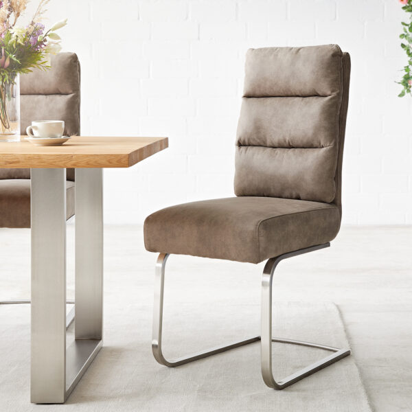 Jídelní židle Pela-Flex Taupe Vintage Cantilever Flat Nerezová Ocel