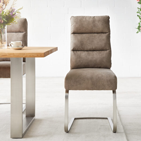 Jídelní židle Pela-Flex Taupe Vintage Cantilever Flat Nerezová Ocel