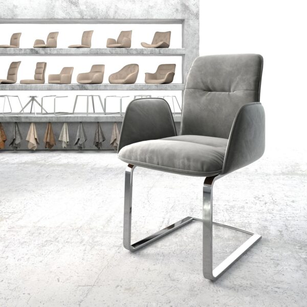 Křeslo Vinja-Flex Šedá Samet Cantilever Flat Chrome-plated