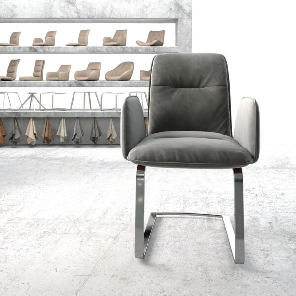 Křeslo Vinja-Flex Šedá Samet Cantilever Flat Chrome-plated
