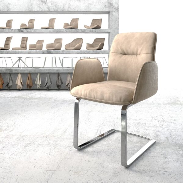 Křeslo Vinja-Flex Béžová Vintage Cantilever Flat Chrome-plated