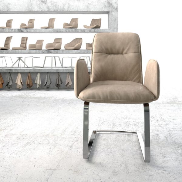 Křeslo Vinja-Flex Béžová Vintage Cantilever Flat Chrome-plated