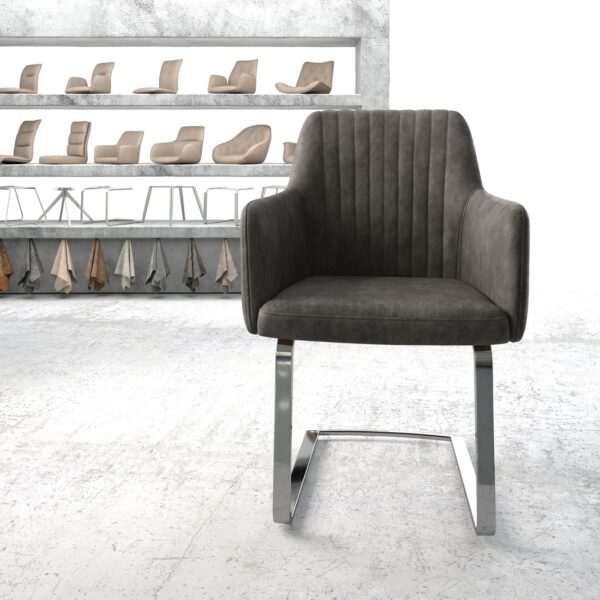Křeslo Greg-Flex Anthracite Vintage Cantilever Flat Chrome-plated