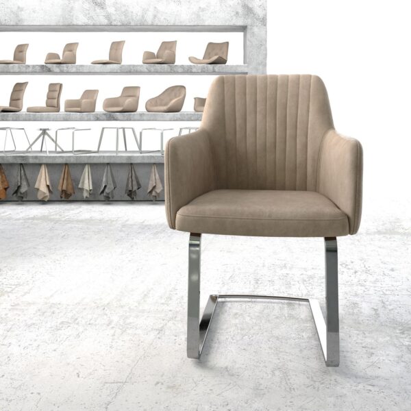 Křeslo Greg-Flex Béžová Vintage Cantilever Flat Chrome-plated