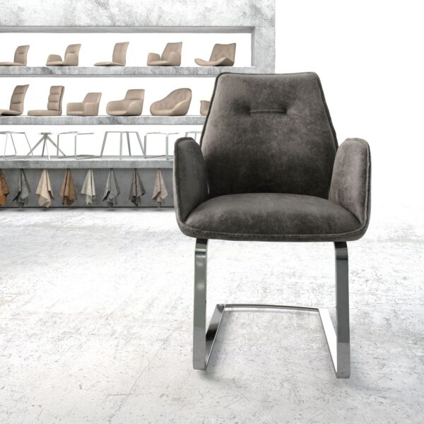 Křeslo Zoa-Flex Šedá Vintage Cantilever Flat Chrome-plated