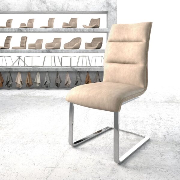 Jídelní židle Xantus-Flex Béžová Vintage Cantilever Flat Chrome Plated