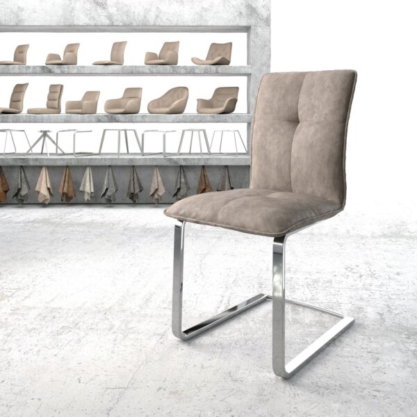 Jídelní židle Maddy-Flex Taupe Vintage Cantilever Flat Chrome-plated