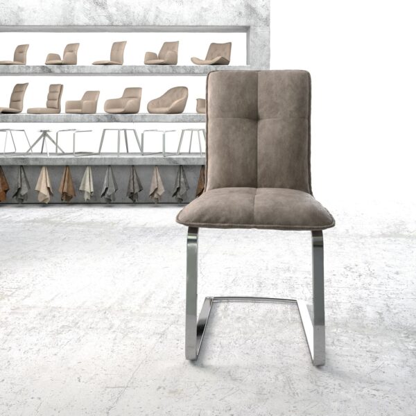 Jídelní židle Maddy-Flex Taupe Vintage Cantilever Flat Chrome-plated