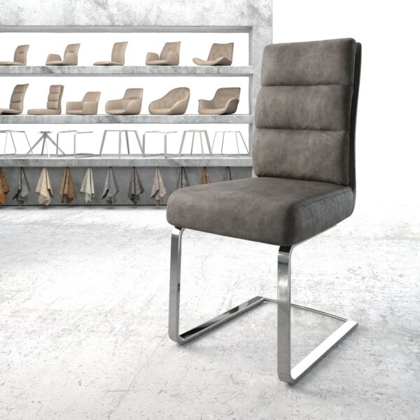 Jídelní židle Pela-Flex Anthracite Vintage Cantilever Flat Chrome-plated