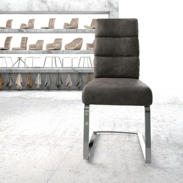 Jídelní židle Pela-Flex Anthracite Vintage Cantilever Flat Chrome-plated