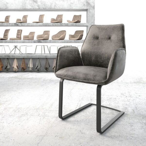 Křeslo Zoa-Flex Šedá Vintage Cantilever Flat Černá