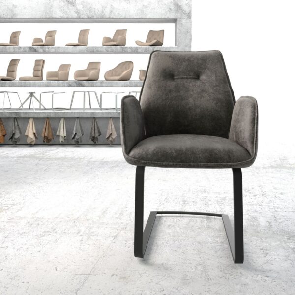 Křeslo Zoa-Flex Šedá Vintage Cantilever Flat Černá