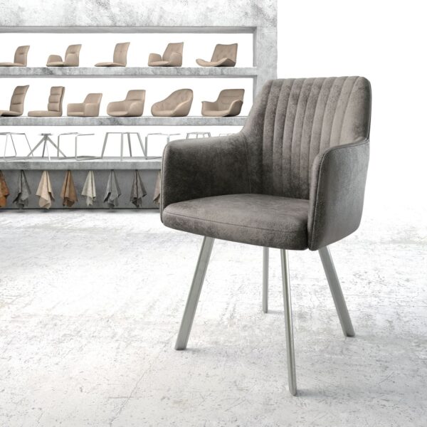 Jídelní židle Greg-Flex šedá vintage oválná podnož nerezové oceli