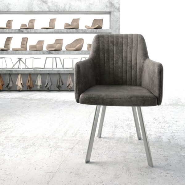 Jídelní židle Greg-Flex šedá vintage oválná podnož nerezové oceli