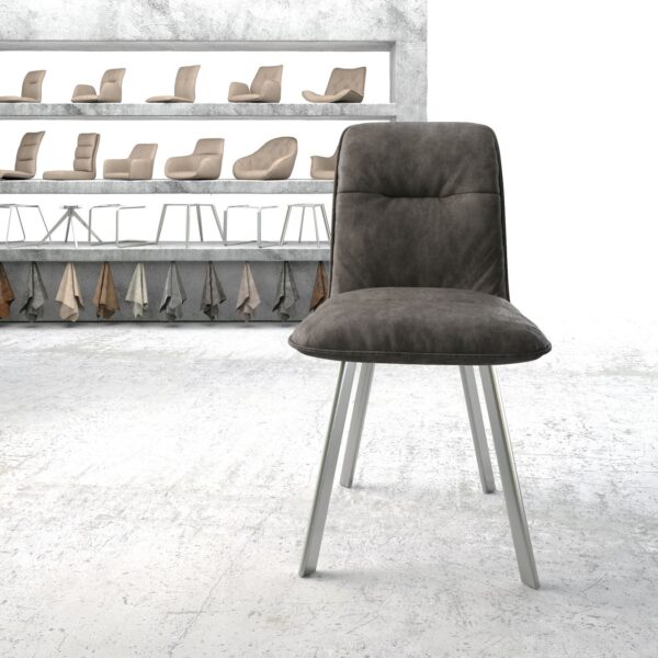 Jídelní židle Vinjo-Flex Anthracite Vintage 4-nohá oválná nerezová ocel