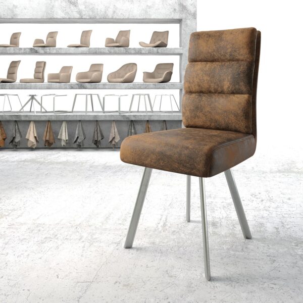 Jídelní židle Pela-Flex Hnědá Vintage 4-nohá oválná nerezová ocel