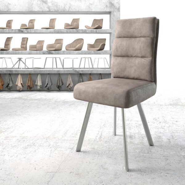 Jídelní židle Pela-Flex taupe vintage oválná podnož z nerezové oceli