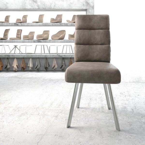 Jídelní židle Pela-Flex taupe vintage oválná podnož z nerezové oceli