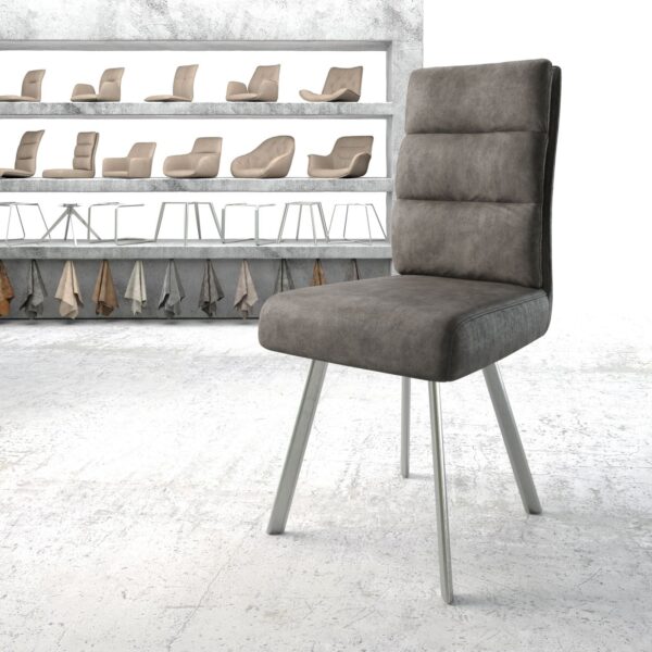 Jídelní židle Pela-Flex Anthracite Vintage 4-nohá oválná nerezová ocel