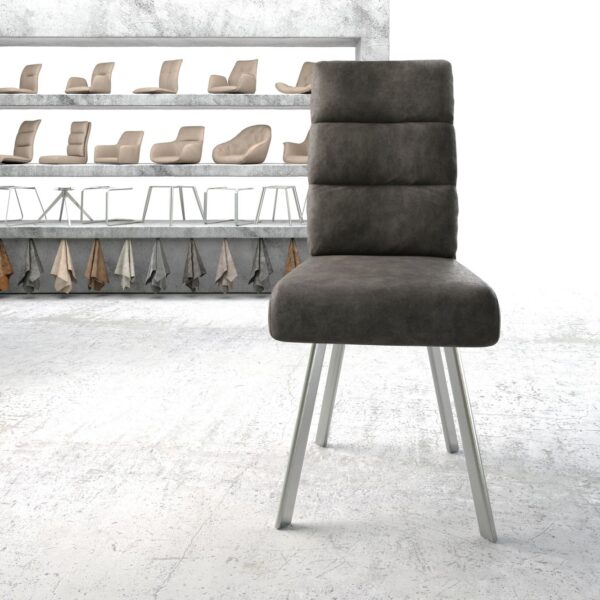 Jídelní židle Pela-Flex Anthracite Vintage 4-nohá oválná nerezová ocel