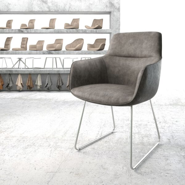 Jídelní židle Pejo-Flex Anthracite Vintage Skid Base Nerezová Ocel