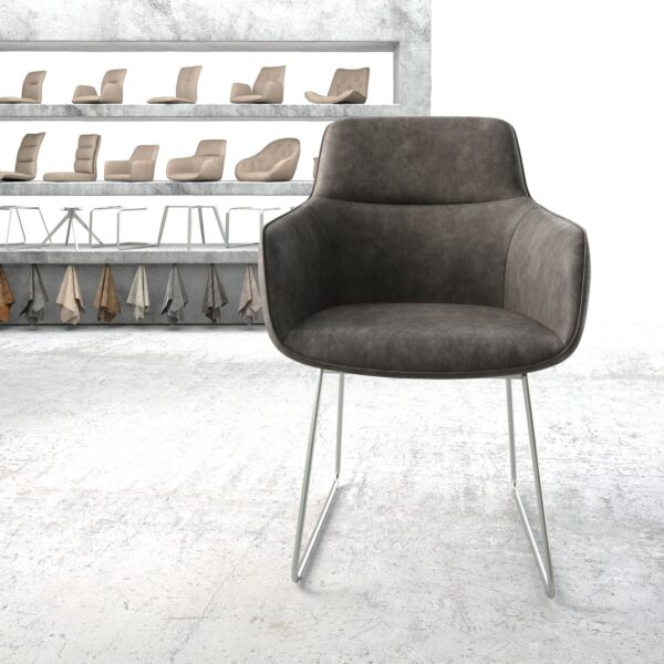 Jídelní židle Pejo-Flex Anthracite Vintage Skid Base Nerezová Ocel