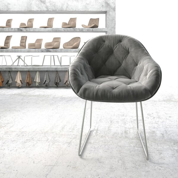 Jídelní židle Gaio-Flex šedý samet podnož z nerezové oceli