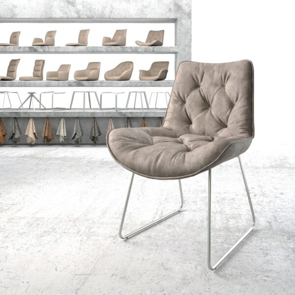 Jídelní židle Taimi-Flex taupe vintage tenká podnož z nerezové oceli