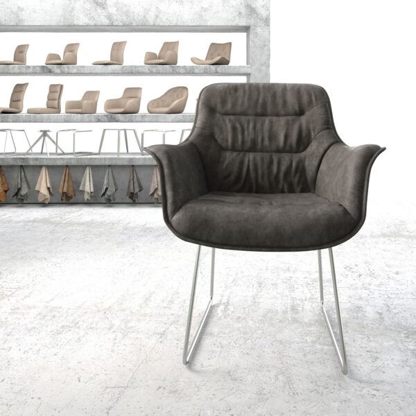 Křeslo Kaira-Flex Anthracite Vintage nerezový rám s ližinami