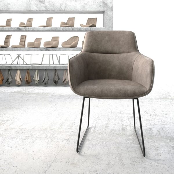 Jídelní židle Pejo-Flex Taupe Vintage Skid Rám Černá