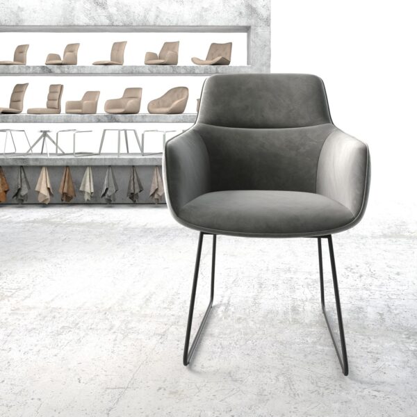 Jídelní židle Pejo-Flex šedý samet tenká podnož černá