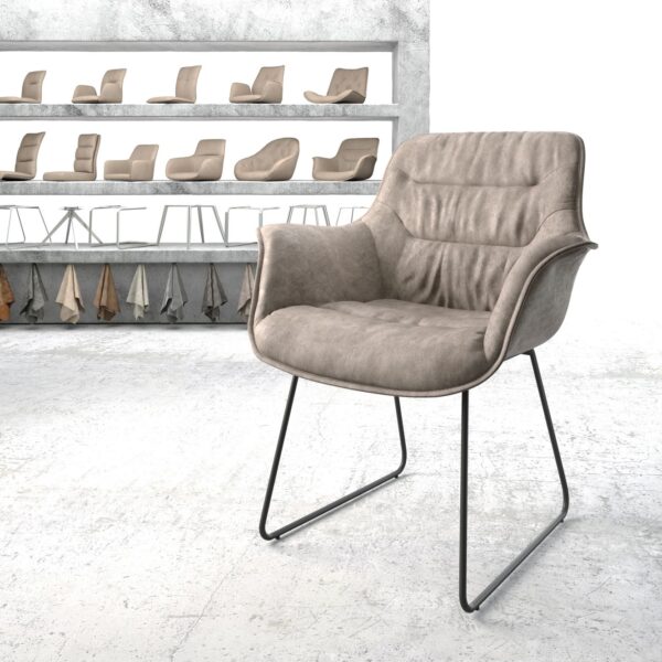 Křeslo Kaira-Flex Taupe Vintage Skid Rám Černá