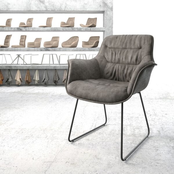 Křeslo Kaira-Flex Anthracite Vintage Skid Rám Černá