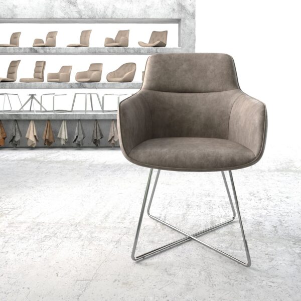 Jídelní židle Pejo-Flex Taupe Vintage X-rám nerezová ocel