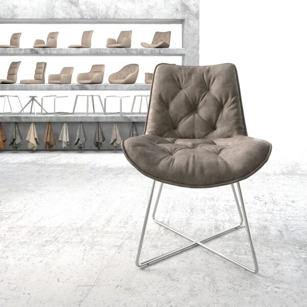 Jídelní židle Taimi-Flex Taupe Vintage X-rám nerezová ocel