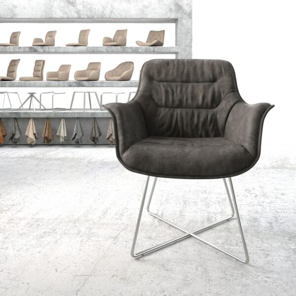 Křeslo Kaira-Flex Anthracite Vintage X-rám nerezová ocel