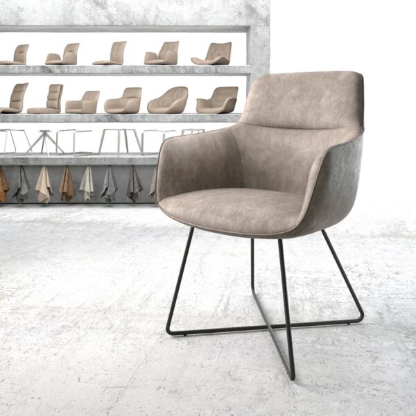 Jídelní židle Pejo-Flex Taupe Vintage X-Rám Černá