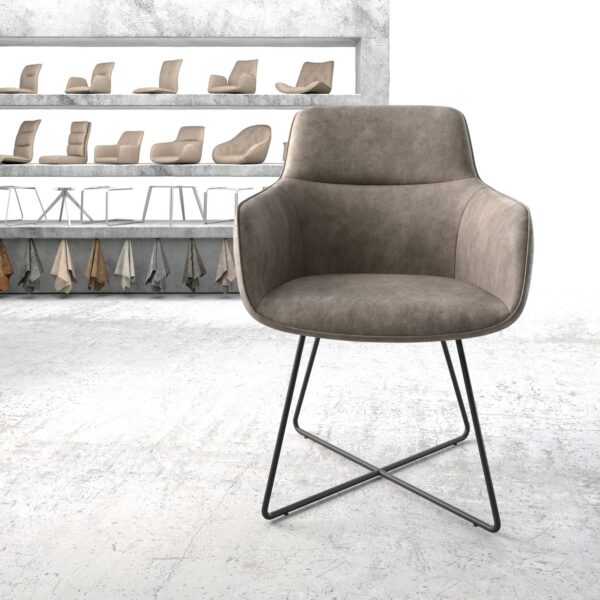 Jídelní židle Pejo-Flex Taupe Vintage X-Rám Černá