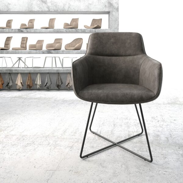 Jídelní židle Pejo-Flex antracitová vintage podnož ve tvaru “X” černá