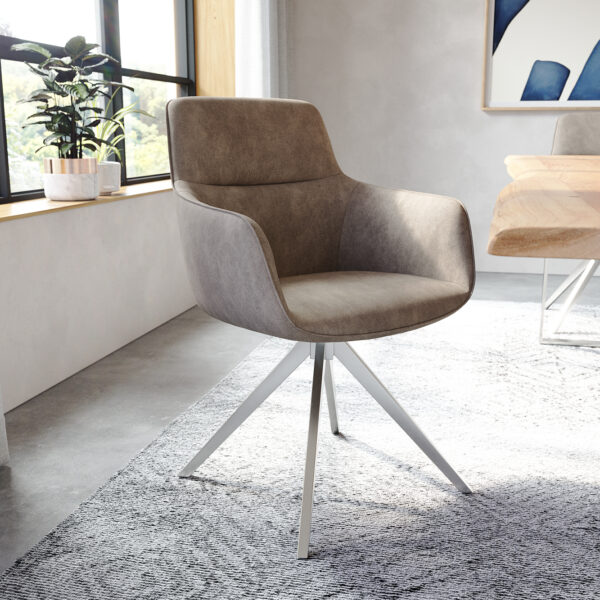 Otočná židle Pejo-Flex Taupe Vintage Křížový rám lemovaný nerezovou ocelí