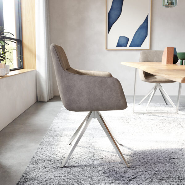 Otočná židle Pejo-Flex Taupe Vintage Křížový rám lemovaný nerezovou ocelí