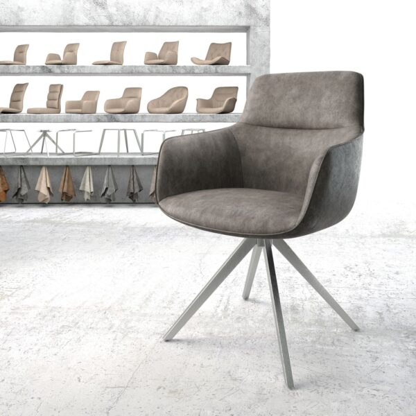 Otočná židle Pejo-Flex Anthracite Vintage Křížový rám lemovaný nerezovou ocelí