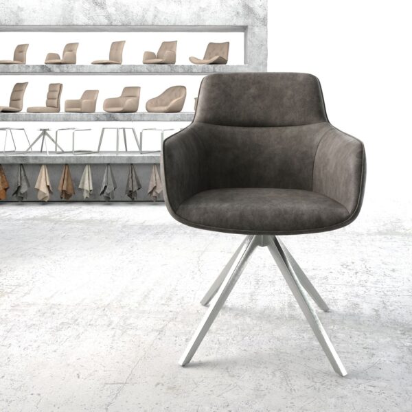 Otočná židle Pejo-Flex Anthracite Vintage Křížový rám lemovaný nerezovou ocelí