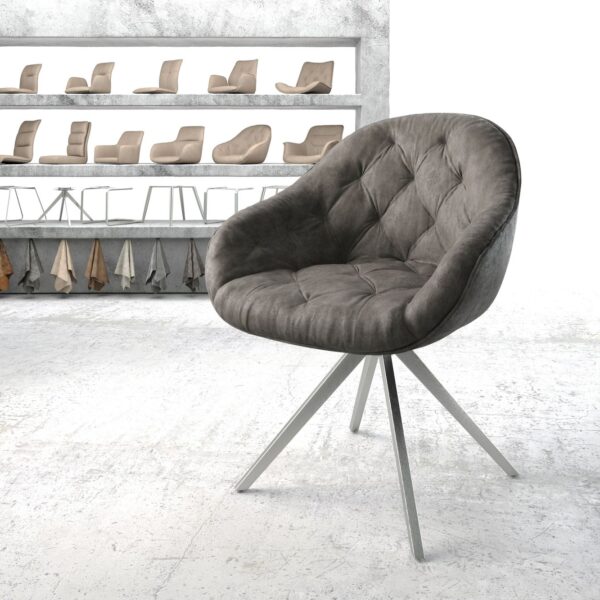Otočná židle Gaio-Flex Anthracite Vintage Křížový rám lemovaný nerezovou ocelí